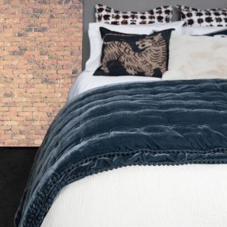 Seneca Cruz Velvet Coverlet Blueberry