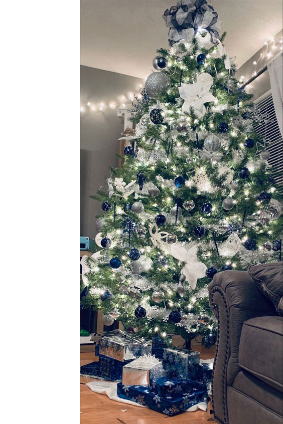 ThemedTreeNavyWhiteSilver Decorating your Christmas Tree