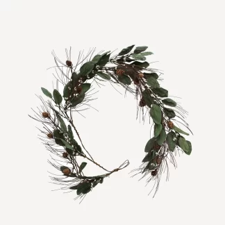 French Country White Berry and Pinecone Swag Small