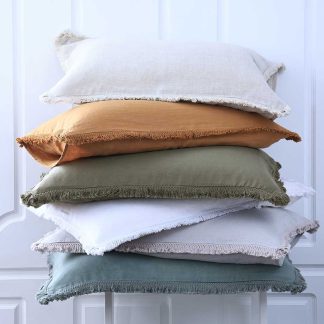 MM Linen Laundered Linen Tassel Pillowcase Set