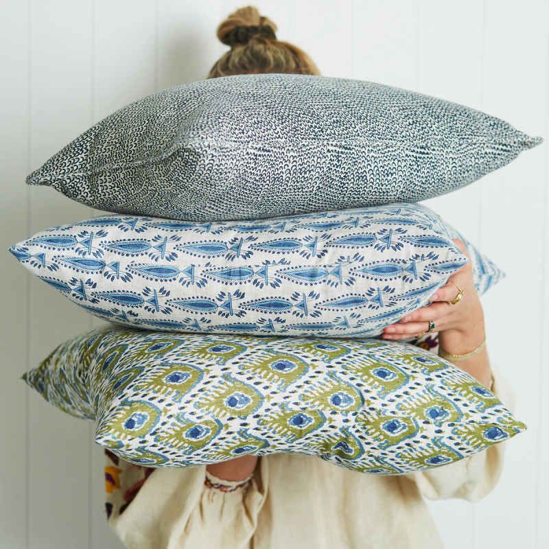 Walter G Bungle Indian Teal Linen Cushion